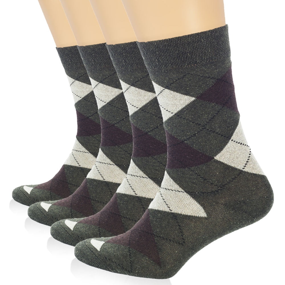 HUGH UGOLI Women's Cotton Argyle Crew Socks Fun Colorful, Patterned