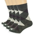 thumbnail image 1 of HUGH UGOLI Women's Cotton Argyle Crew Socks | Fun Colorful, Patterned Trouser or Dress Socks, 4 Pairs, Army Green, Shoe Size: 6-9, 1 of 4
