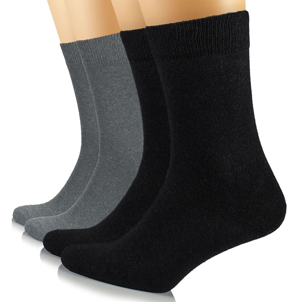 HUGH UGOLI Women's Cotton Crew Socks Plain Color, Regular Fit, Soft