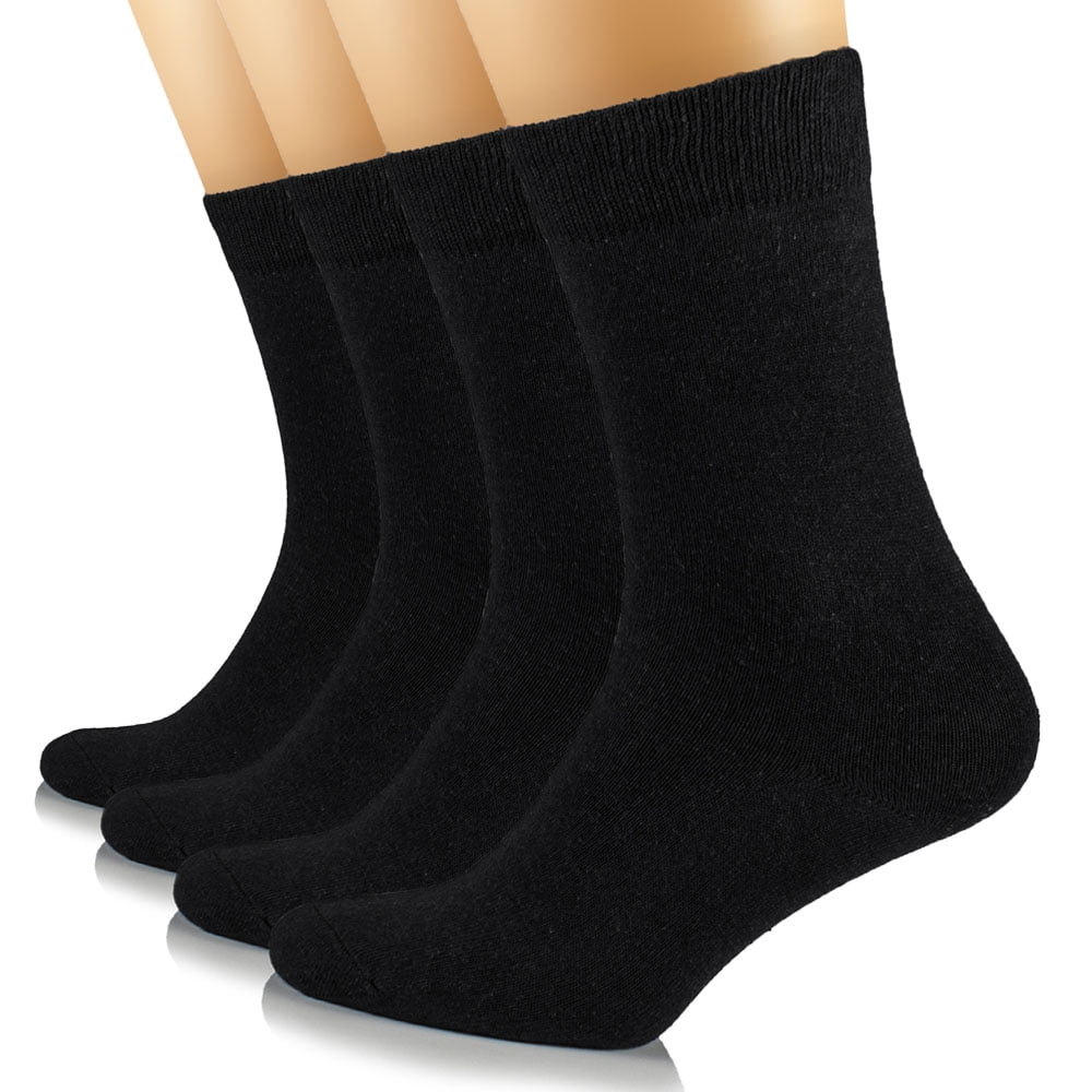HUGH UGOLI Women's Cotton Crew Socks Plain Color, Regular Fit, Soft