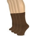 thumbnail image 1 of HUGH UGOLI Women's Cotton Crew Socks | Plain Color, Regular Fit, Soft Casual Socks for Trouser, 4 Pairs, Brown, Shoe Size: 6-9, 1 of 5