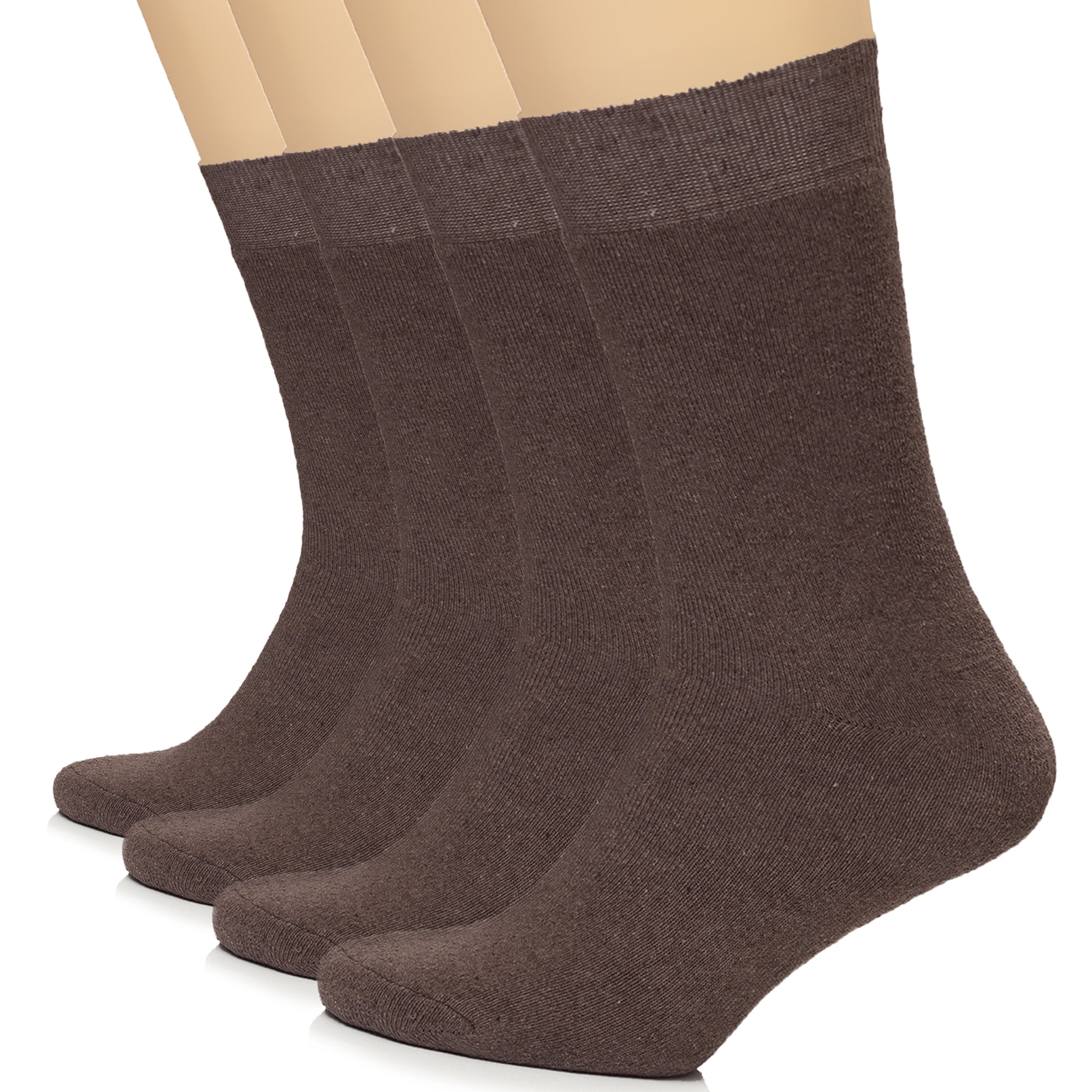 HUGH UGOLI Women's Cotton Crew Socks Plain Color, Regular Fit, Soft
