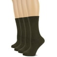 thumbnail image 1 of HUGH UGOLI Women's Cotton Crew Socks | Plain Color, Regular Fit, Soft Casual Socks for Trouser, 4 Pairs, Dark Army Green, Shoe Size: 6-9, 1 of 5