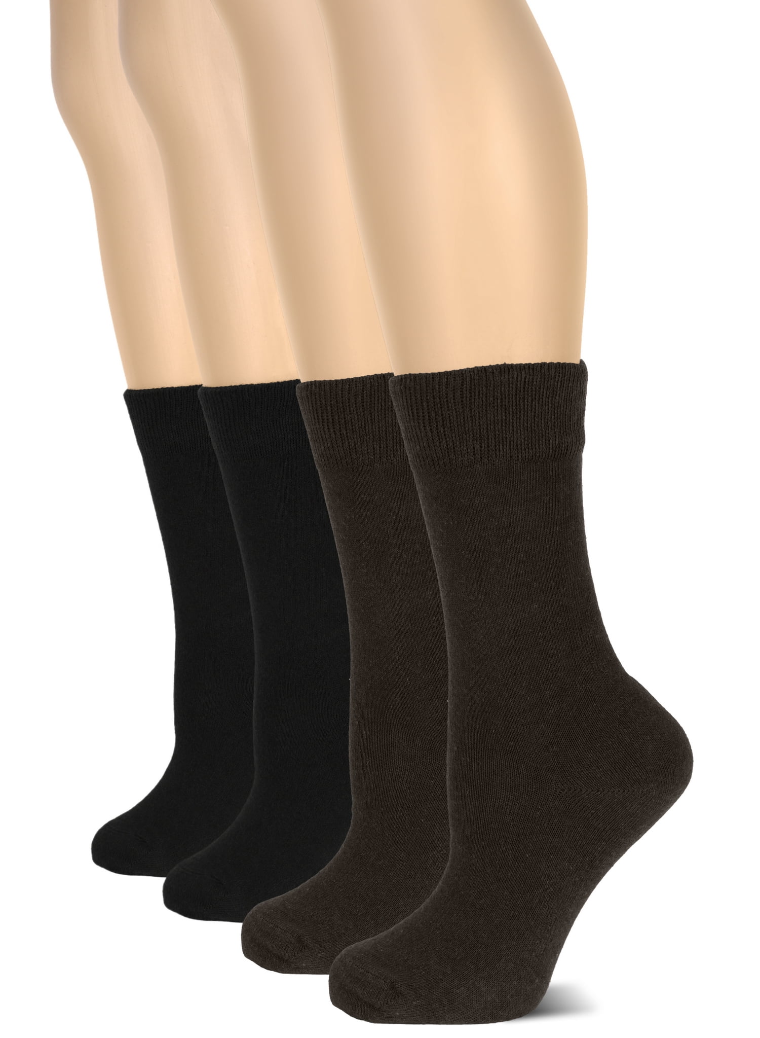 Women's Cotton Blend Crew Socks 4-Pack - Soft Thin, Regular, Medium 9-11, Olive Green-743674