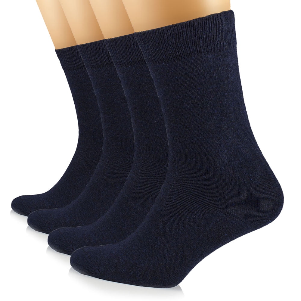 HUGH UGOLI Women's Cotton Crew Socks Plain Color, Regular Fit, Soft