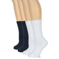 thumbnail image 1 of HUGH UGOLI Women's Cotton Crew Socks | Plain Color, Regular Fit, Soft Casual Socks for Trouser, 4 Pairs, White/Navy Blue, Shoe Size: 6-9, 1 of 6