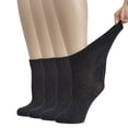 thumbnail image 1 of Hugh Ugoli Women's Cotton Diabetic Ankle Socks, Wide, Thin, Loose Fit and Stretchy, Seamless Toe & Non Binding Top, 4 Pairs, Charcoal, Shoe Size: 10-12, 1 of 7