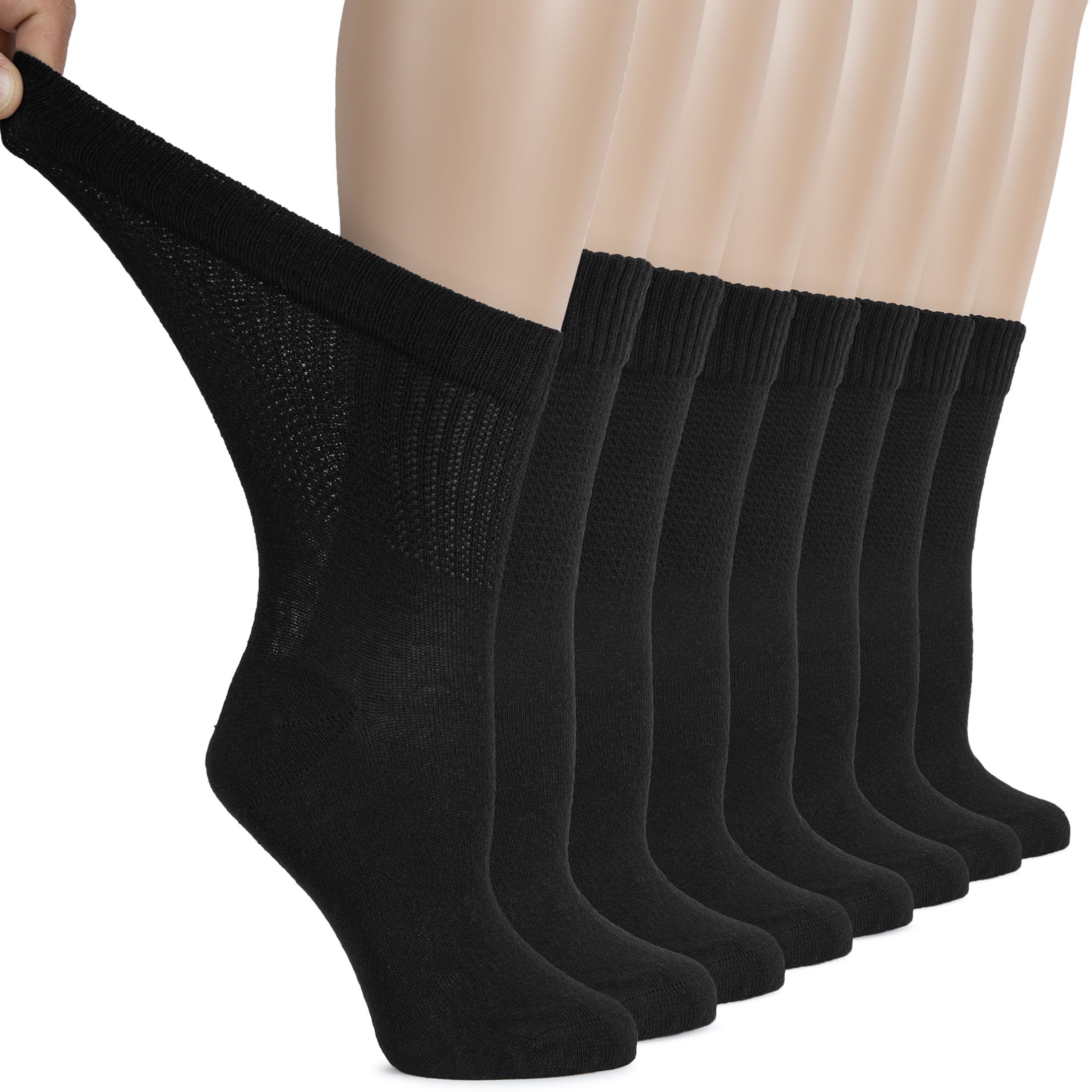Hugh Ugoli Women's Cotton Diabetic Ankle Socks, Seamless Toe, Non-Binding Top, 6 Pairs, White - Foto 4