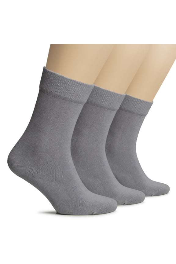 Women's Thick Cotton Winter Crew Socks | Warm Comfort Boot Socks, Breathable & Comfortable, Non Binding Top, 3 Pairs, Gray, Shoe Size: 6-9