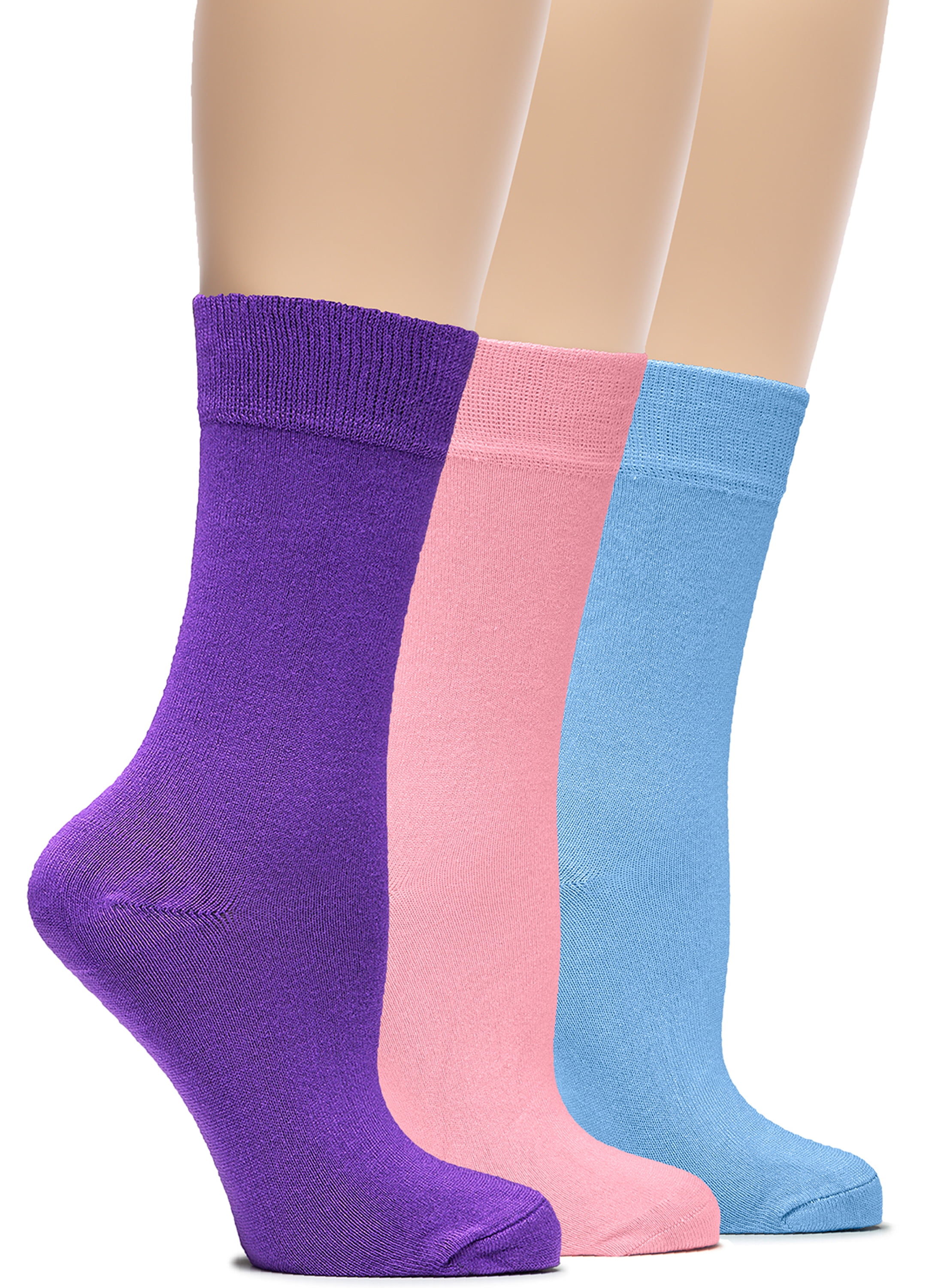 HUGH UGOLI Womens Bamboo Dress Socks, Crew Soft Thin Calf Socks for