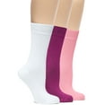 thumbnail image 1 of Hugh Ugoli Women's Lightweight Soft Thin Bamboo Crew Dress Socks Business Casual, 3 Pairs, Fuchsia/White/Pink, Shoe Size: 9-12, 1 of 5