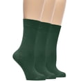 thumbnail image 1 of Hugh Ugoli Women's Bamboo Thin Dress Socks Crew Business Casual, 3 Pairs, Army Green, Shoe Size: 9-12, 1 of 6