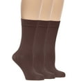 thumbnail image 1 of Hugh Ugoli Women's Bamboo Thin Dress Socks Crew Business Casual, 3 Pairs, Dark Brown, Shoe Size: 6-9, 1 of 5