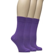 Hugh Ugoli Womens Bamboo Thin Dress Socks Crew Business Casual, 3 Pairs, Purple, Shoe Size 9-12