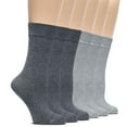thumbnail image 1 of Hugh Ugoli Womens Rayon Dress Socks, Crew Soft Thin Calf Socks for Business, Trouser & Casual, Melange Grey/Light Grey, 6 Pairs, Shoe Size: 6-9, 1 of 6