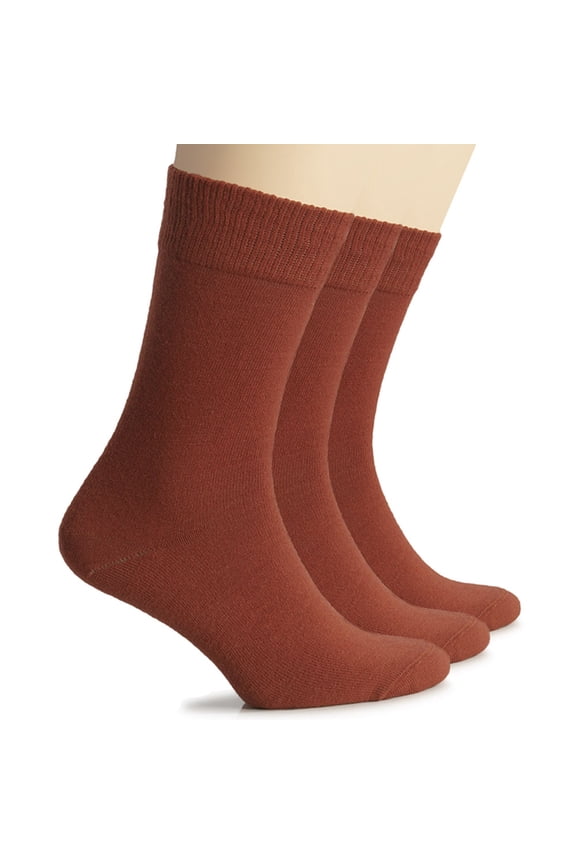 Wool Socks for Women | Soft, Comfy, Warm Winter Crew Socks | Cozy Boot Socks, Comfort Seam & Non Binding, 3 Pairs, Bombay Brown, Shoe Size: 9-12
