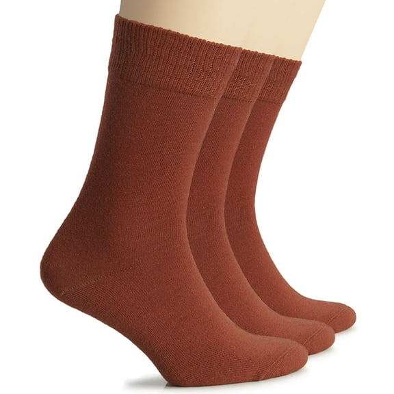 HUGH UGOLI Wool Socks for Women | Soft, Comfy, Warm Winter Crew Socks | Cozy Boot Socks, Comfort Seam & Non Binding, 3 Pairs, Bombay Brown, Shoe Size: 9-12