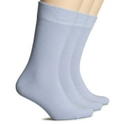 HUGH UGOLI Wool Socks for Women | Soft, Comfy, Warm Winter Crew Socks | Cozy Boot Socks, Comfort Seam & Non Binding, 3 Pairs, Blue, Shoe Size: 6-9