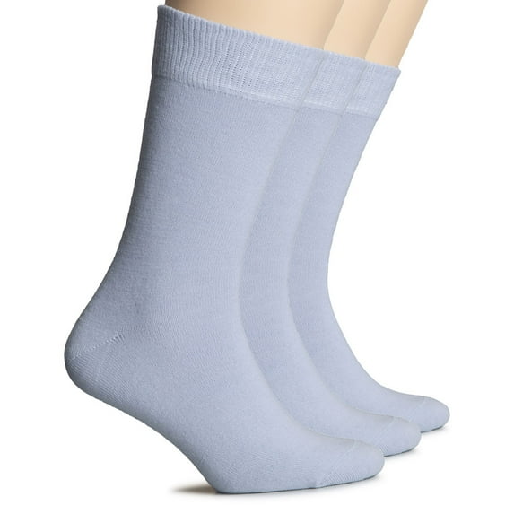 HUGH UGOLI Wool Socks for Women | Soft, Comfy, Warm Winter Crew Socks | Cozy Boot Socks, Comfort Seam & Non Binding, 3 Pairs, Blue, Shoe Size: 9-12