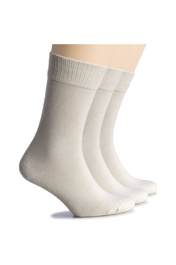 Wool Socks for Women | Soft, Comfy, Warm Winter Crew Socks | Cozy Boot Socks, Comfort Seam & Non Binding, 3 Pairs, Ecru, Shoe Size: 9-12