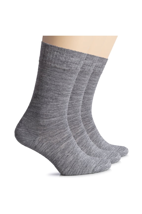 Wool Socks for Women | Soft, Comfy, Warm Winter Crew Socks | Cozy Boot Socks, Comfort Seam & Non Binding, 3 Pairs, Gray, Shoe Size: 6-9