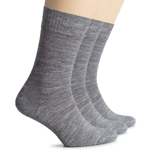 HUGH UGOLI Wool Socks for Women | Soft, Comfy, Warm Winter Crew Socks | Cozy Boot Socks, Comfort Seam & Non Binding, 3 Pairs, Gray, Shoe Size: 9-12