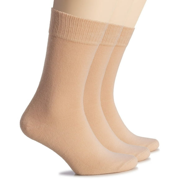 HUGH UGOLI Wool Socks for Women | Soft, Comfy, Warm Winter Crew Socks | Cozy Boot Socks, Comfort Seam & Non Binding, 3 Pairs, Salmon, Shoe Size: 6-9