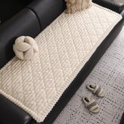 HUGNEO 28"x59" 100% Waterproof Sofa Cover, Non-Slip Plush Chenille Sofa Cushion, Machine Washable Furniture Protector for Pets & Kids, Beige