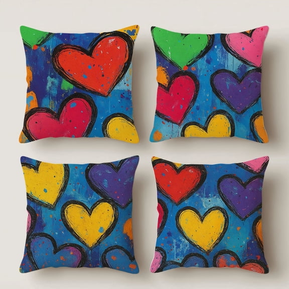 HUGNEO 4 Pcs Decorative Pillow Covers, 14x14in Soft Linen Throw Pillow Cases for Home Sofa Bedroom Living Room Decor (No Pillow Inserts)