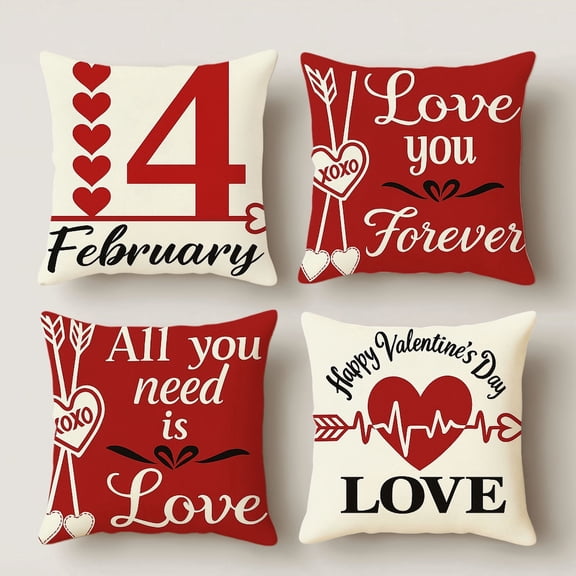 HUGNEO 4 Pcs Decorative Pillow Covers, 14x14in Soft Linen Throw Pillow Cases for Home Sofa Bedroom Living Room Decor (No Pillow Inserts)