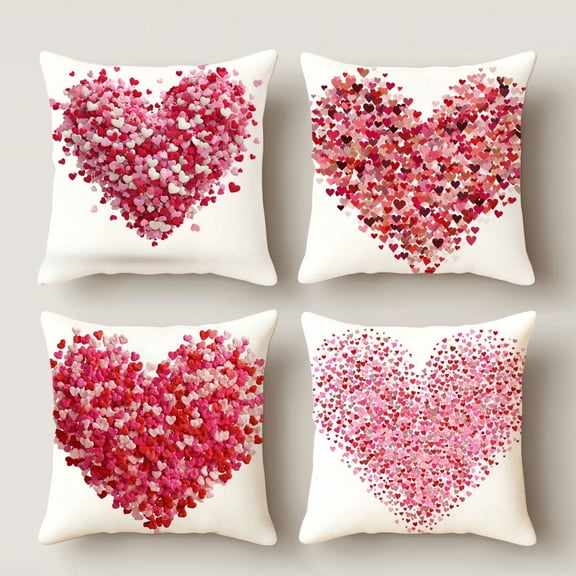 HUGNEO 4 Pcs Decorative Pillow Covers, 14x14in Soft Linen Throw Pillow Cases for Home Sofa Bedroom Living Room Decor (No Pillow Inserts)