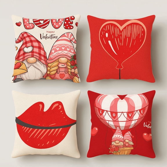 HUGNEO 4 Pcs Decorative Pillow Covers, 14x14in Soft Linen Throw Pillow Cases for Home Sofa Bedroom Living Room Decor (No Pillow Inserts)