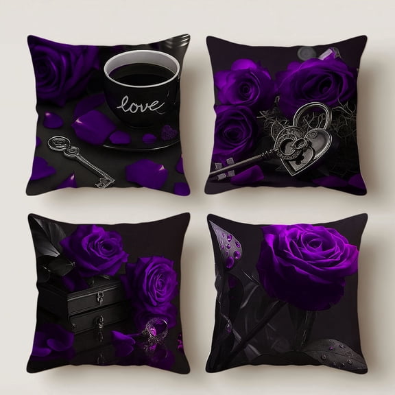 HUGNEO 4 Pcs Decorative Pillow Covers, 14x14in Soft Linen Throw Pillow Cases for Home Sofa Bedroom Living Room Decor (No Pillow Inserts)