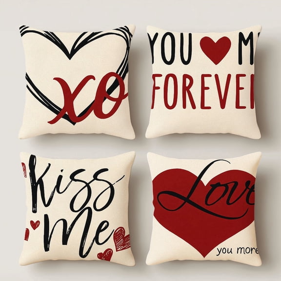 HUGNEO 4 Pcs Decorative Pillow Covers, 14x14in Soft Linen Throw Pillow Cases for Home Sofa Bedroom Living Room Decor (No Pillow Inserts)
