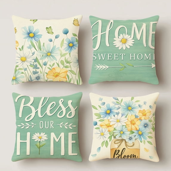 Lavish Cover 20x20 Inch Blue Daisy Home Pillow Cover, Warm Home Decorative Cushion Case for Sofa Bedroom, No Insert