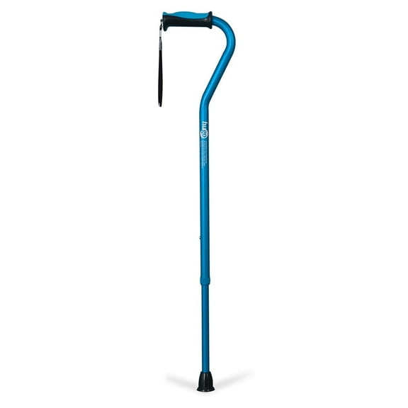 HUGO Adjustable Offset Handle Cane with Reflective Strap, Aquamarine