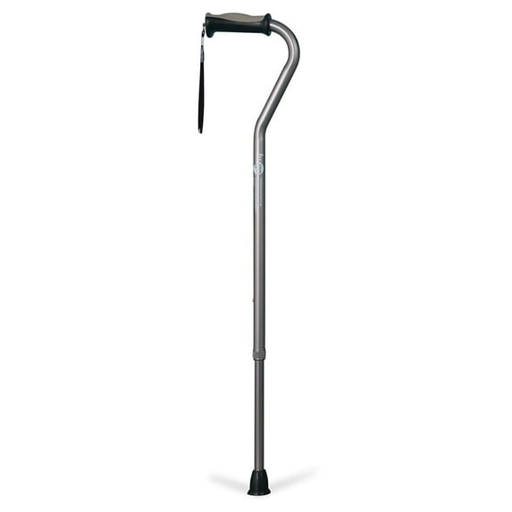 HUGO Adjustable Offset Handle Cane with Reflective Strap, Smoke