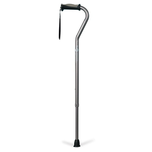 HUGO Adjustable Offset Handle Cane with Reflective Strap, Smoke
