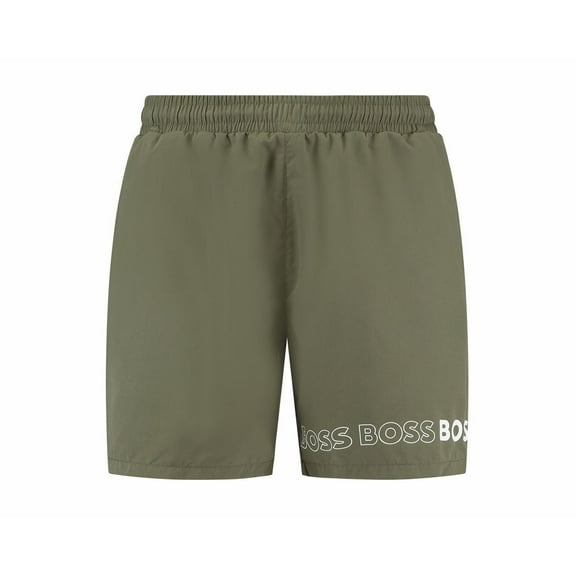 HUGO BOSS Men's Standard Vertical Logo Swim Trunks, Kale Green