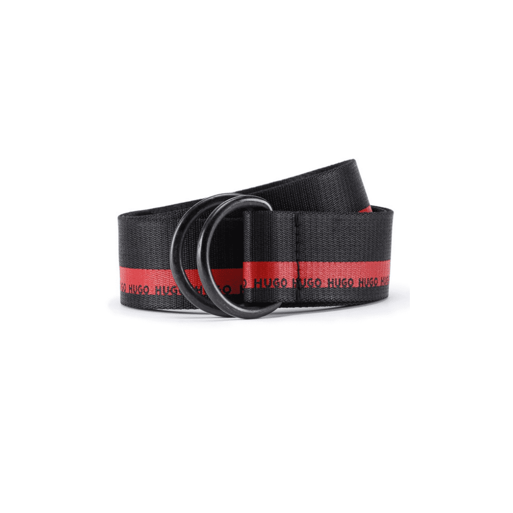 HUGO Men's Logo Buckle Leather Belt - Classic Dress Belt With Flip Closure