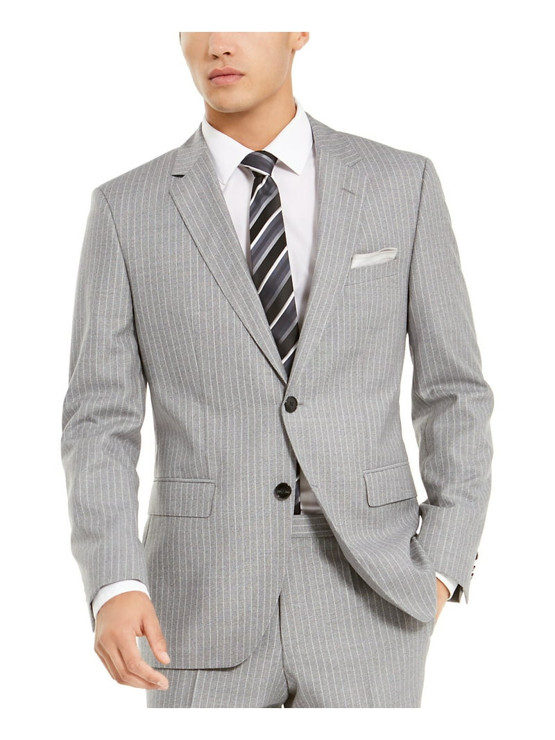 BOSS グレー ストライプ テーラードジャケット HUGO Men’s Modern-Fit Gray Stripe Suit Jacket, Gray