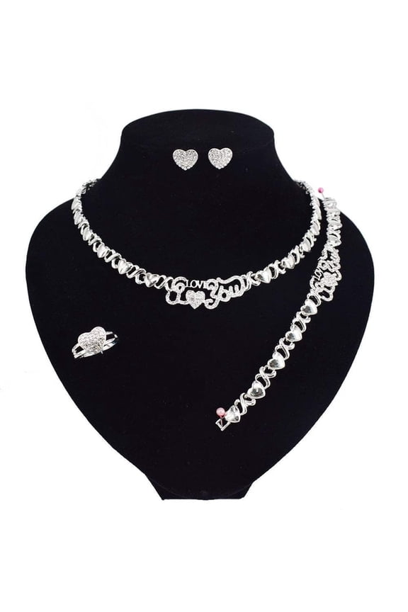 HUGSKISSES xo I Love You Set I Love You Mixed Piece Jewelry Set, Gold Plated, Necklace, Bracelet, Earrings, Ring, Model 26