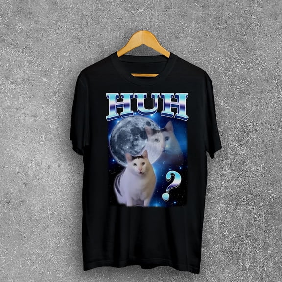 HUH Funny Dank Cat Meme Tee Shirt Gift for Woman and Man, Ugly Shirts, Unhinged T-shirt, Goofy Ahh Cats Clothes, Stupid Silly tshirt, Gifts