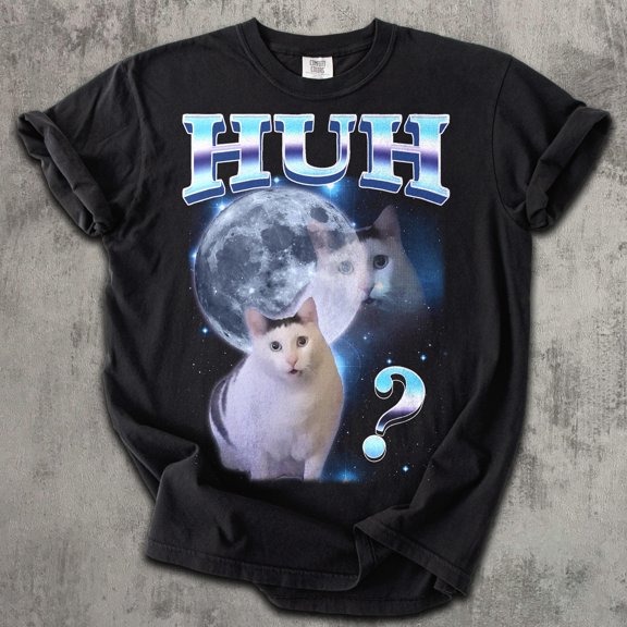 HUH Funny Dank Cat Meme Tee Shirt Gift for Woman and Man, Ugly Shirts, Unhinged T-shirt, Goofy Ahh Cats Clothes, Tee, Gifts