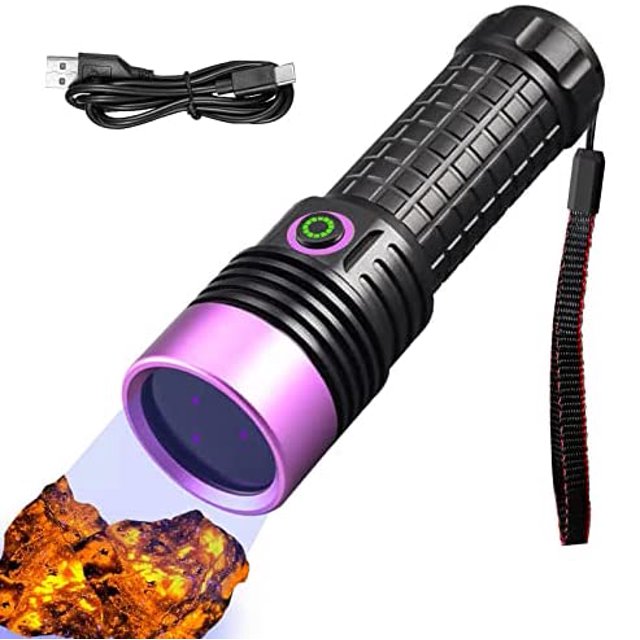 HUHKOUAE 365nm Uv Flashlight,Black Light Flashlight Rechargeable