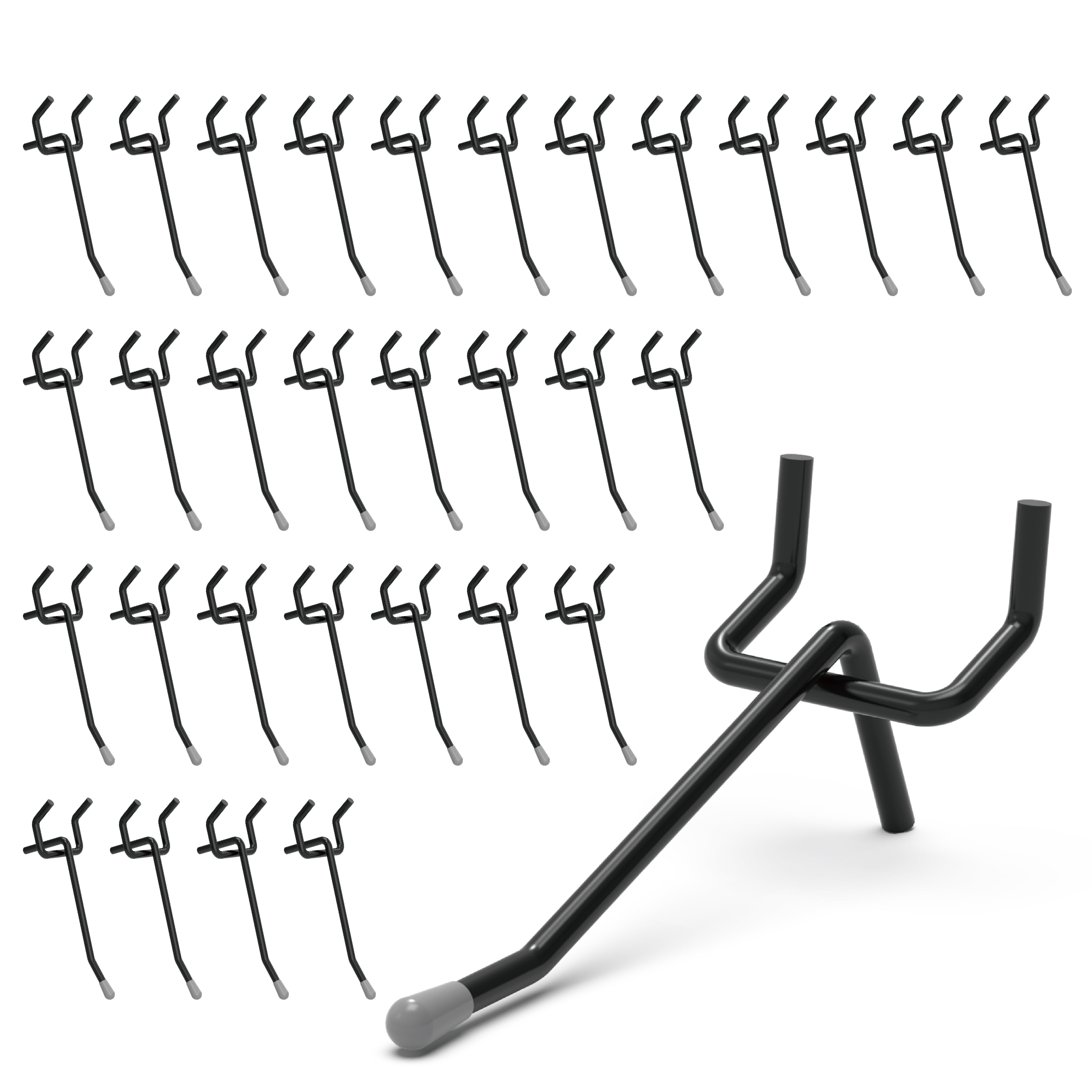 Black Steel Pegboard Hooks with Plastic Tips, 4 Inch, 50PC