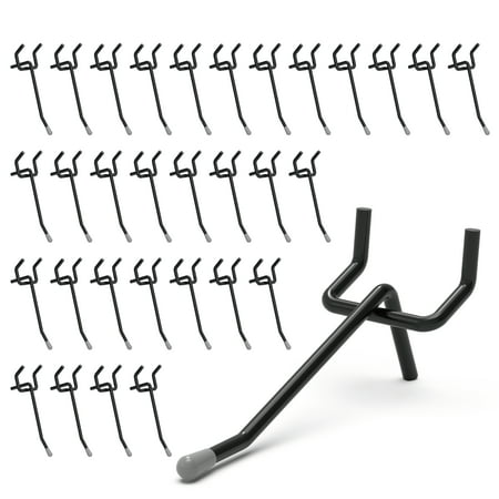 HUHOLE Pegboard Hooks, Fit 1/4" or 1/8" Pegboard, Steel, Black Powder-Coated, 2inch 50PC