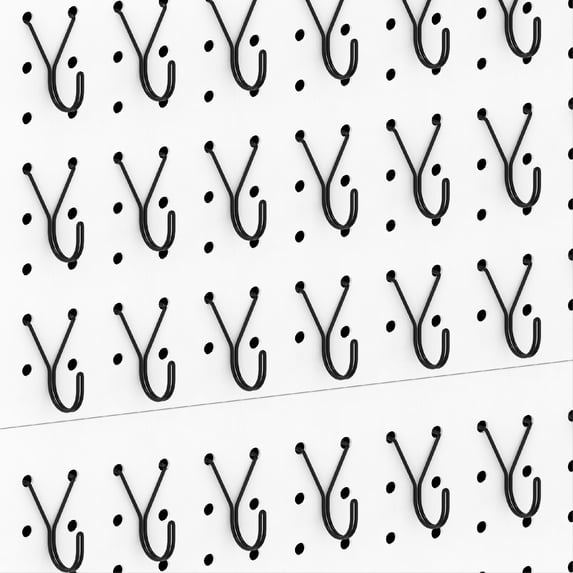 HUHOLE Pegboard Hooks, J-Hook, 1 inch Black Stainless Steel Hooks 40 Pack, Fit 1/8” 3/16” Peg Boards,
