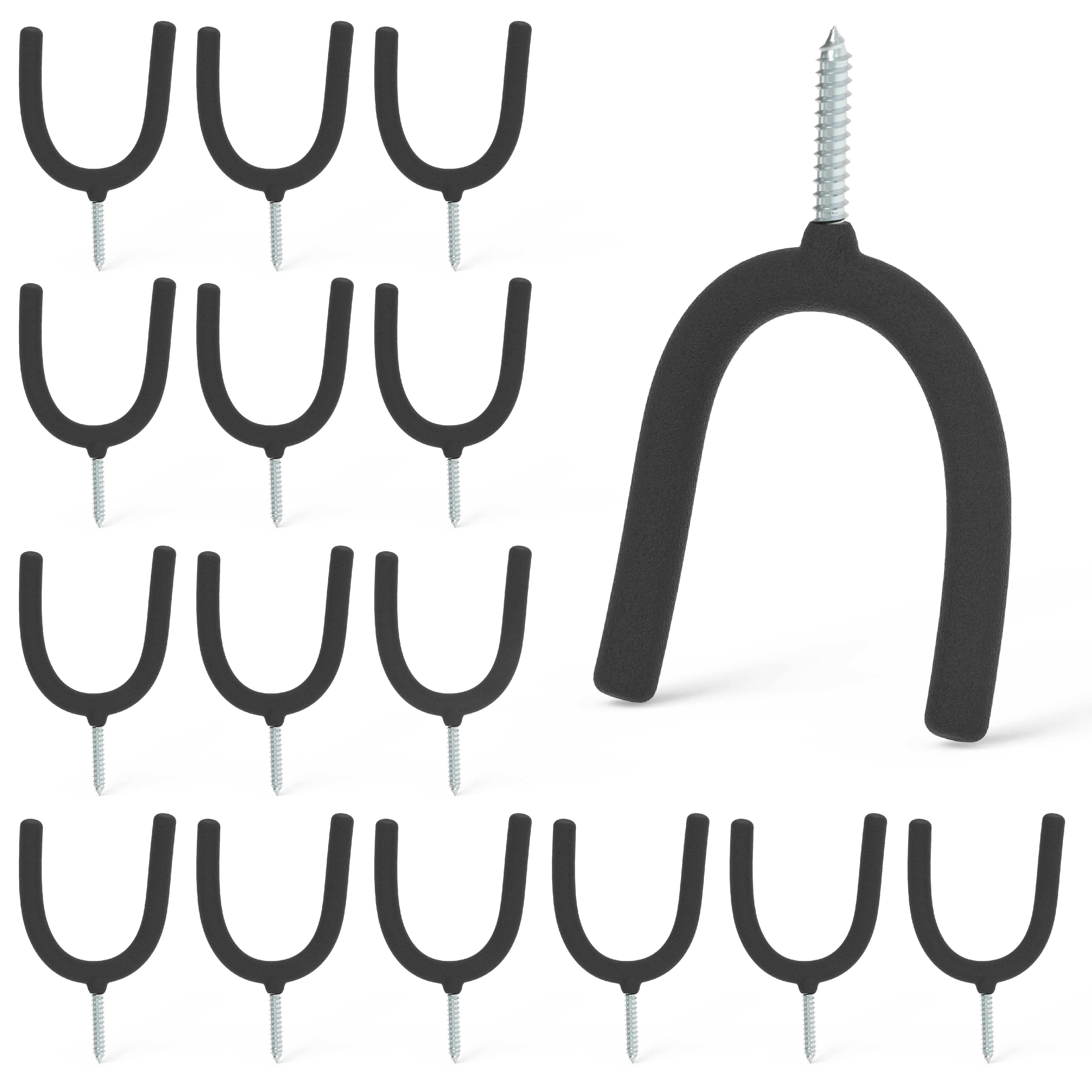Black Vinyl-Coated Steel Screw-In Utility Hooks, 3.31"