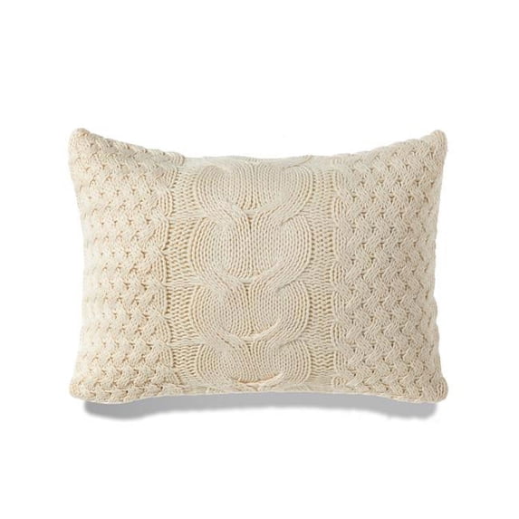 HUI Home 16 x 24 in. 5 Banff Cable Chunky Knit Pillow Case, Ivory
